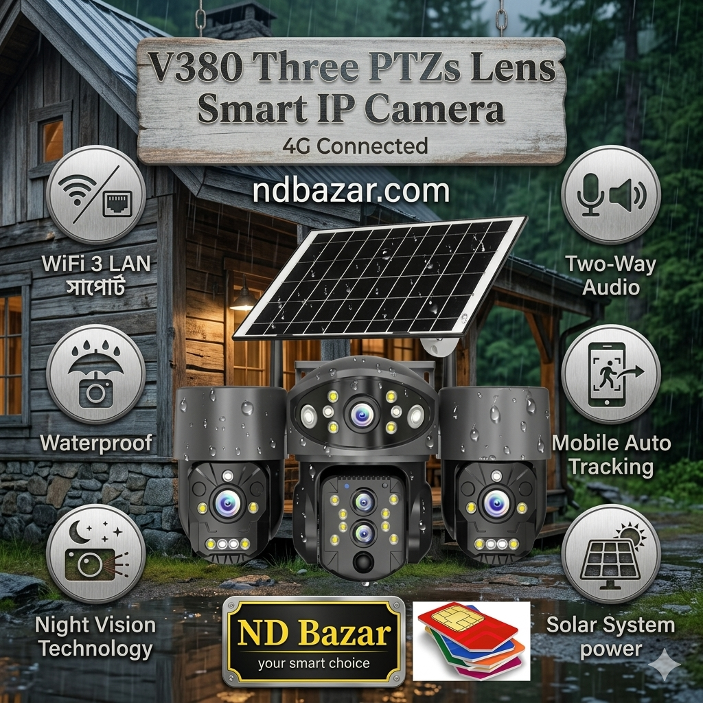 Solar 4G sim support New Advance 3 Lens PTZ 3 Display Outdoor Waterproof All Rounder Camera Champion Brand